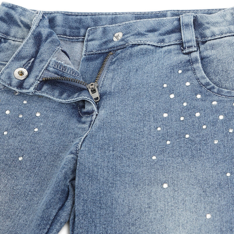 Girls Medium Blue Solid Jeans image number 2
